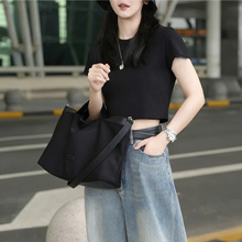 早秋新款帆布托特包百搭休闲大容量通勤包简约单肩斜挎手拎包包女