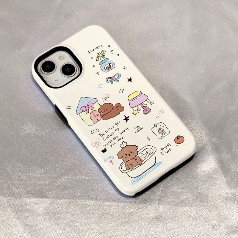 Bathing Bear for Apple 16pro Phone Case 15 Cute 14 Film 13 2-in -1 12 Drop-resistant XR Cartoon X