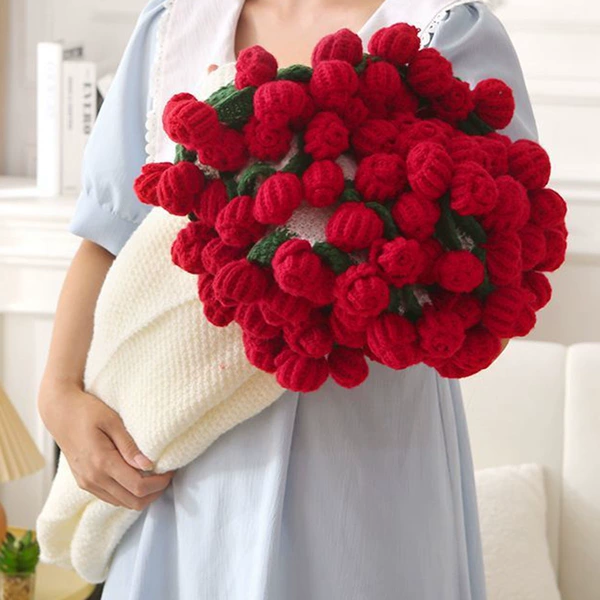 Red rose bouquet blanket, finished product 160cm, 99 flowers (gift bag)