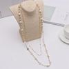 Long necklace from pearl, demi-season fashionable accessory, universal sweater, decorations, Chanel style