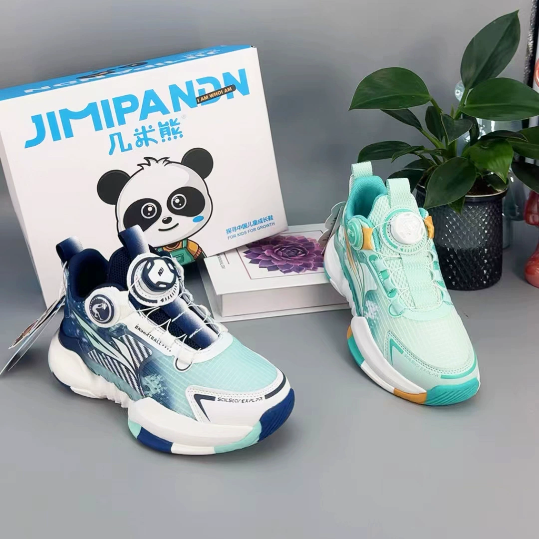 Детские баскетбольные кроссовки Jimmy Bear, новинка 2024, легкая спортивная обувь с вращающейся кнопкой для учащихся начальной школы и старших детей, кроссовки для соревнований