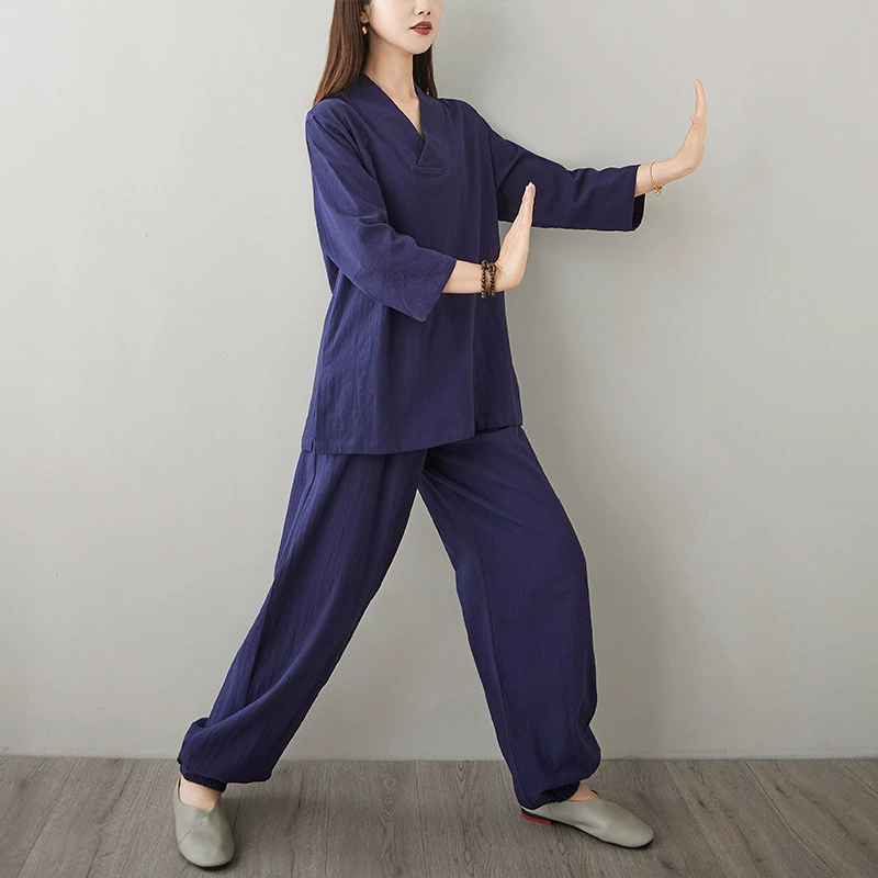 Жуликая одежда женского дзен набор из двух частей свободного чая