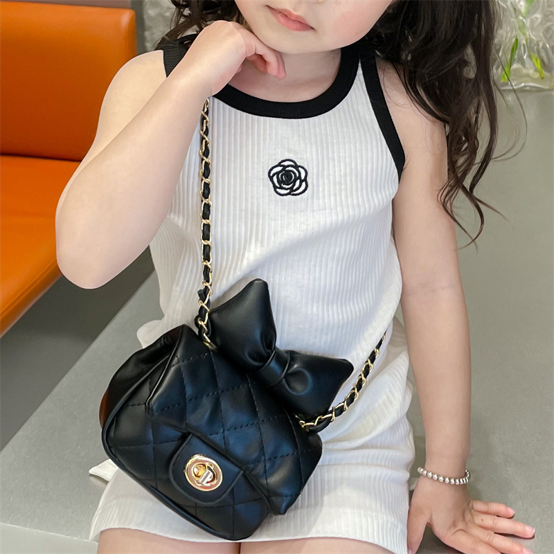 2024 nueva princesa bolsos para niños, niñas arco de arco, mini cadena de viento, bolsos para niñas