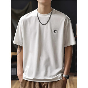 Mr.Mudi Mr. Moody Men's Clothing Store Summer Mulberry Silk Cool Short-Sleeved T-Shirt 2025 New Ice Silk Breathable