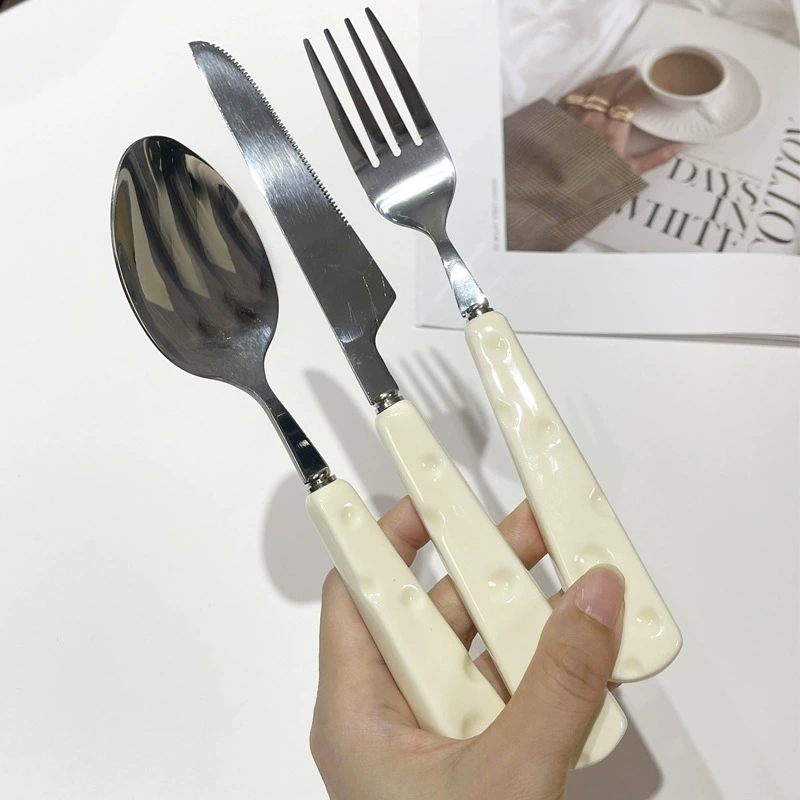 High quality ceramic handle, set, dessert spoon stainless steel, fork