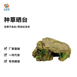Crawler fish tank landscape water and land two lizards universal decorative ornaments resin crafts simulation stone rock drying table
