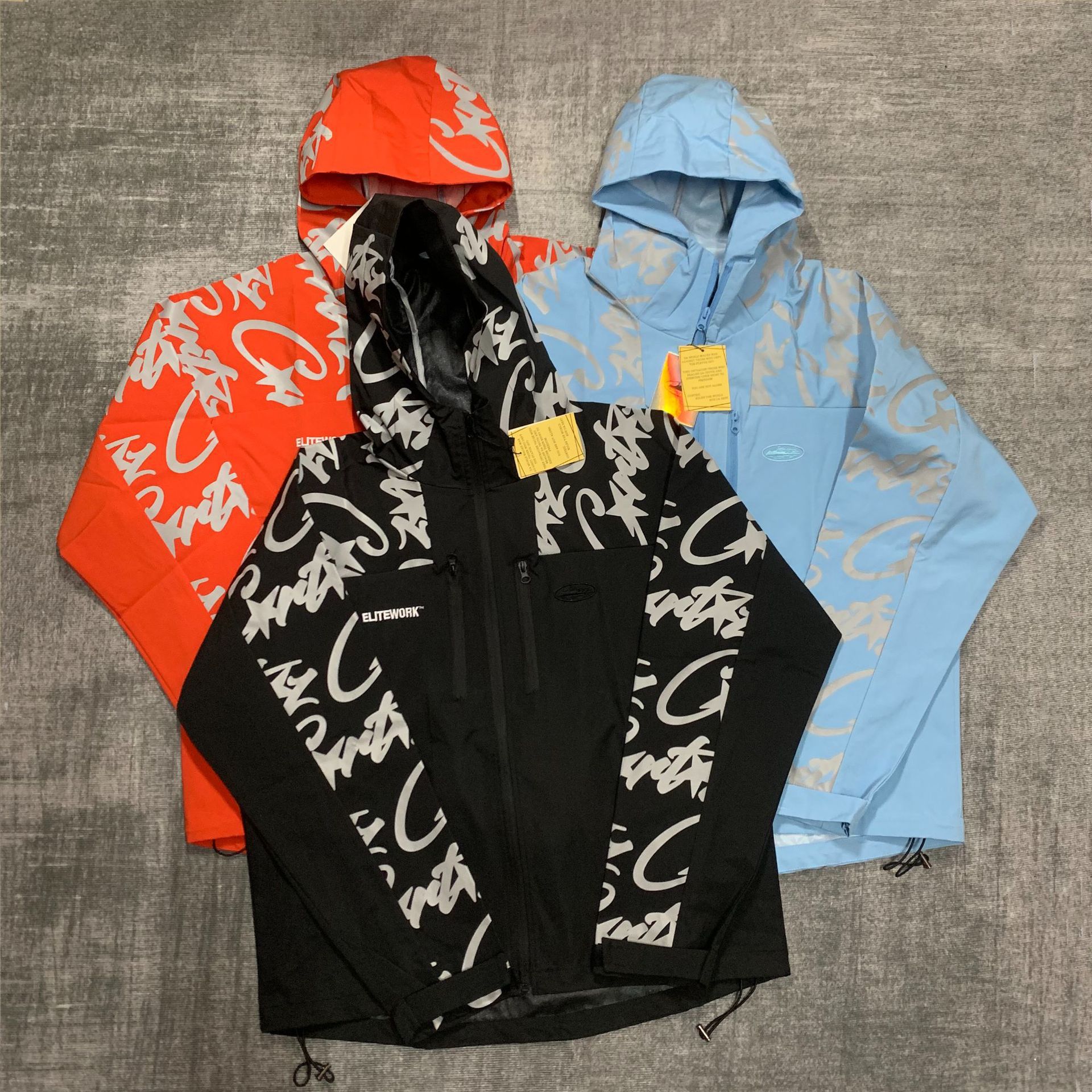 Cross-border Corteiz Alcatraz rain jacket, zip-up jacket, American street style, loose retro waterproof and windproof jacket