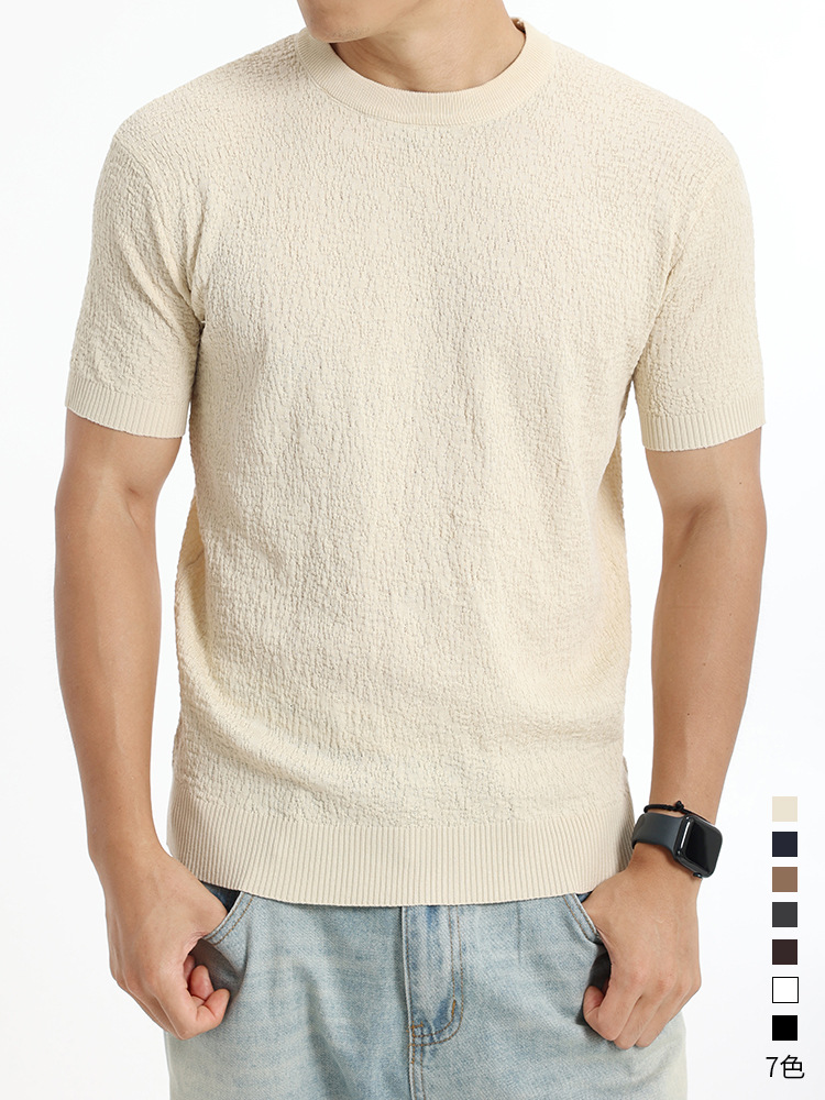 Hombre de alta gama camiseta de punto de hielo de manga corta de hombre lujo ligero de lujo de alta calidad nueva camiseta de peso pesado casual para hombre