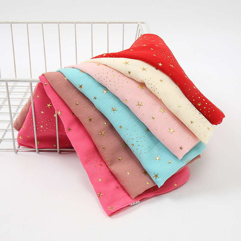 Cross border new pattern Pearl Chiffon Gilding star lady scarf Manufactor Source of goods Shawl wholesale YW138