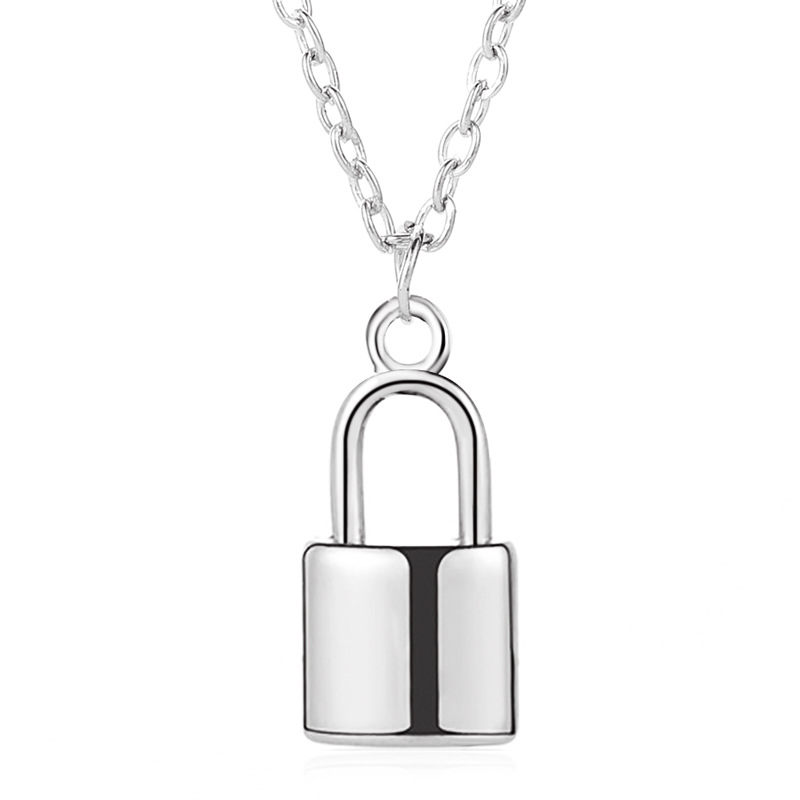 European and American Cross-border Thick Chain Lock Necklace Women's Punk Style Elegant Micro-inlaid 3-layer Lock Pendant Multi-layer Necklace