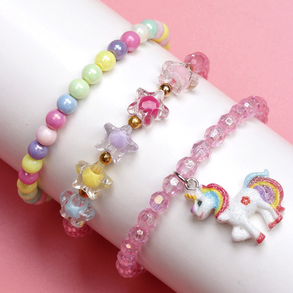 Cute Pentagram Unicorn Plastic Beaded Bracelets