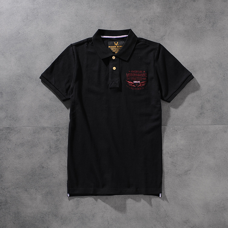 Modern banner spring/summer American click beaded cotton embroidered men's round-neck short-sleeved POLO shirt M703 7 Modern banner spring/summer American click beaded cotton embroidered men's round-neck short-sleeved POLO shirt M703 7