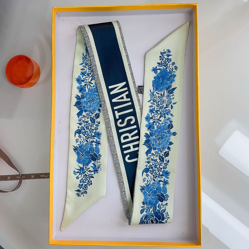 2025 nuevo estilo D bolsa atada bufanda de seda Dai Fei bolsa envuelta asa seda twilly tira larga y estrecha correa correa para el cuello cinta