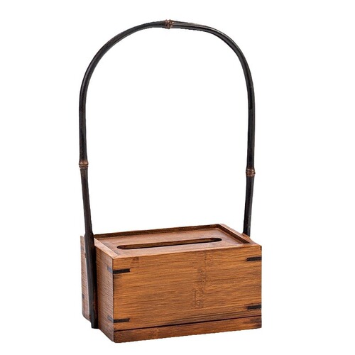 Bamboo handle tissue box Chinese light luxury home creative storage box roll paper tissue box factory direct sale
