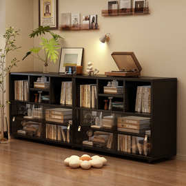 矮书柜实木展示柜家用组合柜客厅靠墙电视柜落地防尘收纳储物柜子