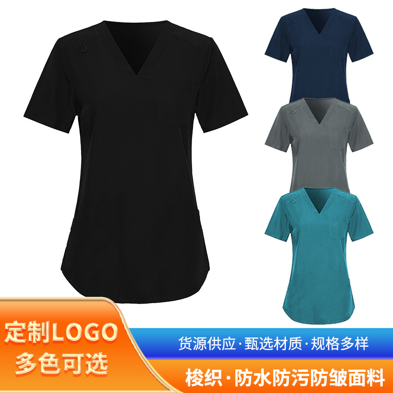 洗手衣女医生刷手服防水防污防静电美容口腔医院护士服上衣短袖