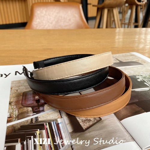 South Korea's Dongdaemun new headband women's retro temperament PU leather headband jennie same style pressed hairpin hair accessories