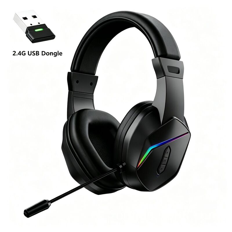 Bluetooth 2.4g Dual-Mode Headset for E-Sports Gaming and Live Streaming, Enc Noise Reduction, Comfortable for Calls, Low Latency