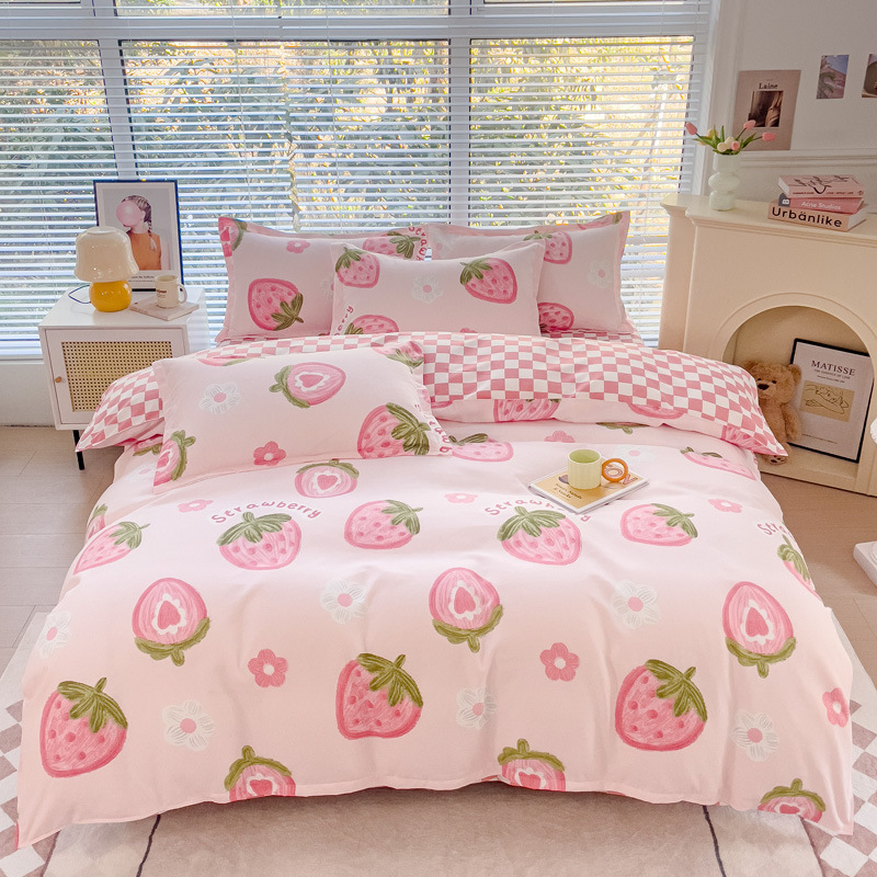 2023 New Thickeneded Brushed Four-Piece Set Soft Skin-Friendly Quilt Cover Bed Sheetss Spring Autumn Winter Printed Scandinavian Bedding