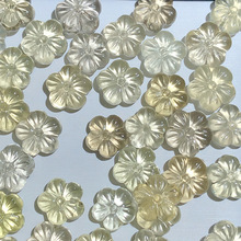 檸檬晶胖花雕刻件 diy串珠手鏈材料黃水晶耳環配件粉晶五瓣花配飾