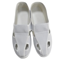 厂家直销安全鞋防静电PVC白帆布四孔鞋 净化鞋车间防静电鞋