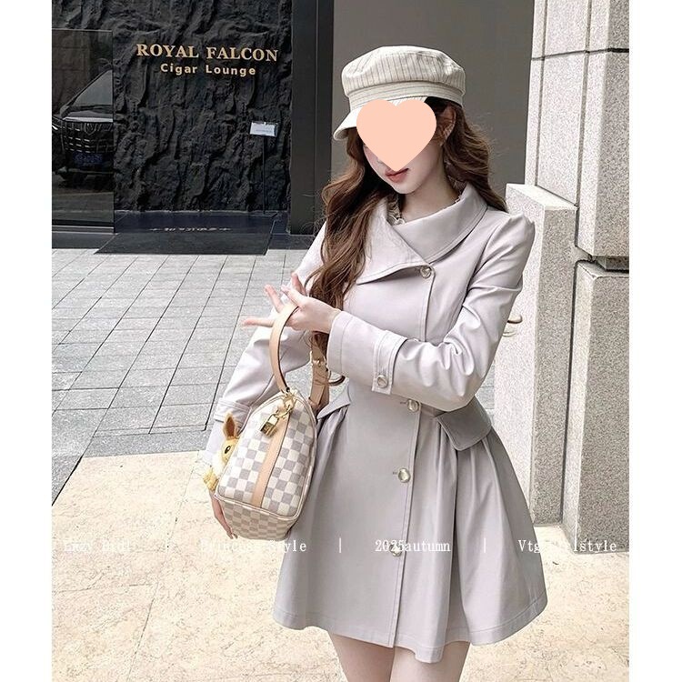 摩登主义英伦风小众收腰显瘦大裙摆风衣裙早秋新款感百搭外套|undefined