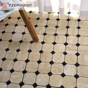 Natural Rice Yellow Cave Stone Mosaic Lyme Japanese Style Retro Octagonal Non-slip Floor Tile