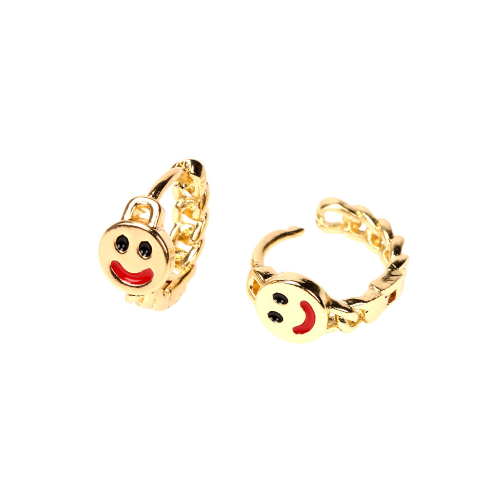 Nihaojewelry Fashion Gold-plated Smiling Face Dripping Oil Earrings Wholesale Jewelry display picture 14