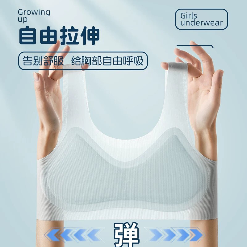 Girls' Underwear for the First Stage of Development, Elementary School Girls' Bra, 12-Year-Old Seamless Ice Silk Thin Children's Vest