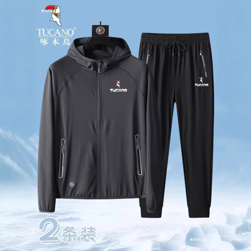 Woodpecker Ice Silk Sun Protection Clothing Men's Casual Sports Suit Summer Lightweight Quick-Drying Jacket Large Size Running Clothing for Women