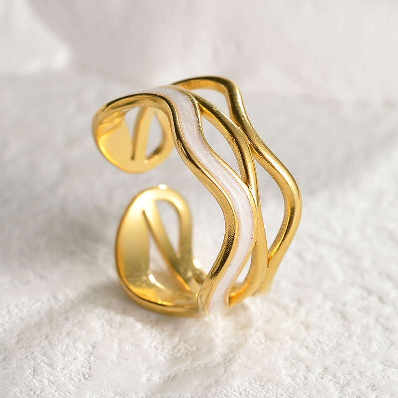 8g Weight Rings Classification Adjustable Ring Size 1 Piece Quantity Holiday, Daily Occasion Titanium Steel Material Geometric Pattern Women's Gender Enamel Design Casual, Simple Style Style Wholesale Jewelry Casual Simple Style Geometric Titanium Steel Enamel Rings 5