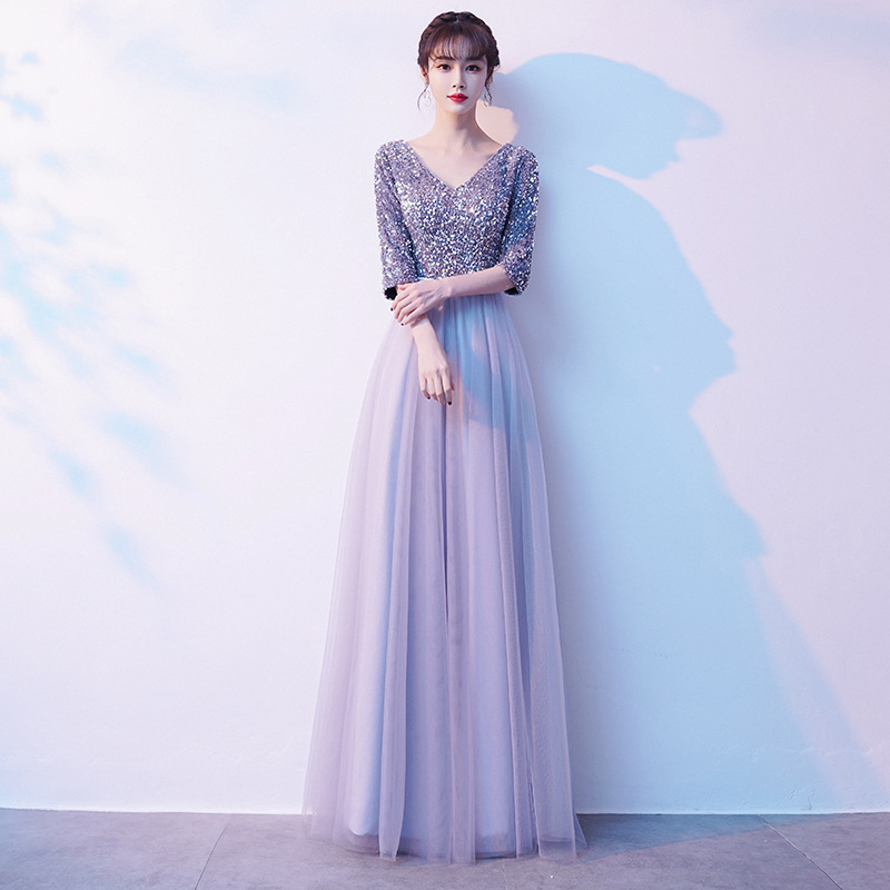 Large Choir Performance Clothing 2025 Choir Slimming Look Long Stage Performance Clothing Solo Host Dress Long