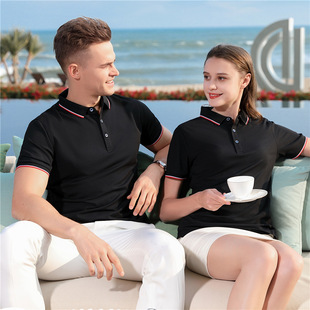 190 Crane Fine Cotton Lapel Polo Shirt Light Business Room Edge Contrast Lapel Short Sleeve Work Clothes Work Clothes Print LOGO