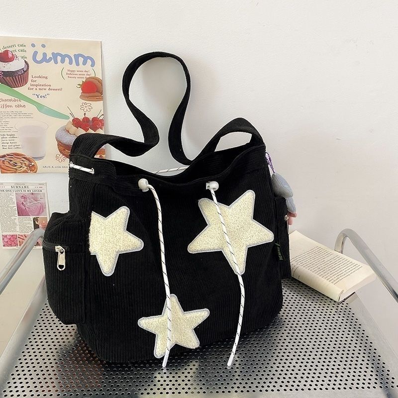 Bag with Cute Design, Star Female Student, Large Capacity Commuting Holder, Corduroy Shoulder Crossbody Bag, Special Price for Delivery