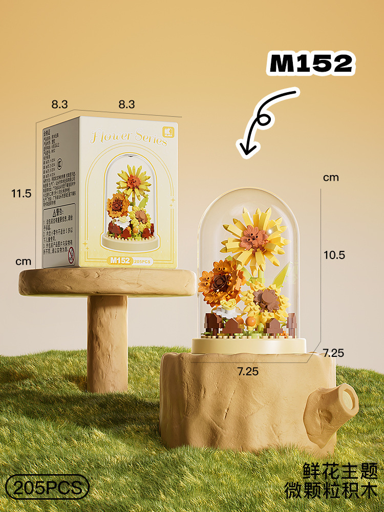 Compatible rosa claveles flores árbol alto ensamblaje bloques de flores en maceta juguetes para niños chicas diy hecha a mano