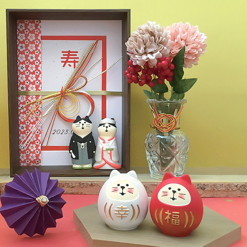 日本式猫ゼカ幸福バレンタインデー結婚プレゼントバラ猫ケーキ装飾樹脂工芸品小物|undefined