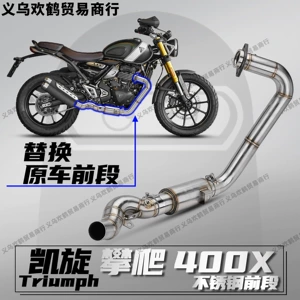 Triumph Climber 400X motosiklet qaz borusu, katalitik konvertorlu, paslanmayan polad ön hissə