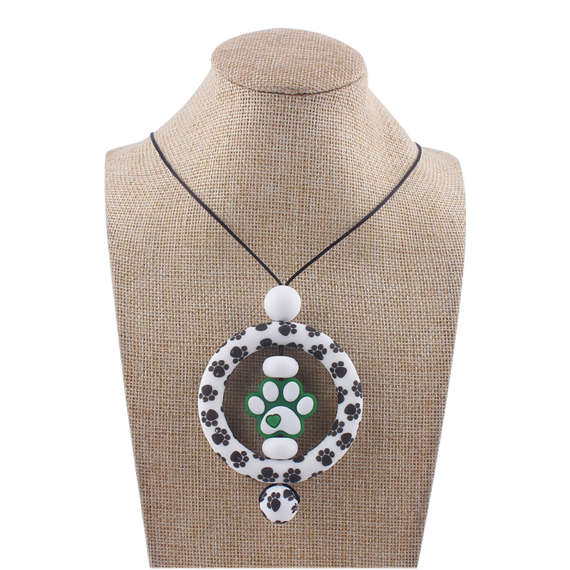 Suministros para bebés de dibujos animados perro garra collar creativo bebé cuentas de silicona mordedura molar COLLAR COLGANTE hecho a mano