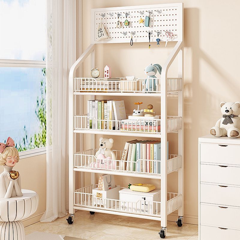 Perforated Board Bookcase Bookshelf, Movable Space-Saving Floor-Standing Storage Rack, Desk, Living Room Storage Rack, Multi-Layer Office Desk