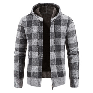 2025 Plaid Sweater Men's Spring Autumn and Autumn New Cardigan Jacket Sweater Autumn Outerwear Knitted Sweater Plaid Sweater
