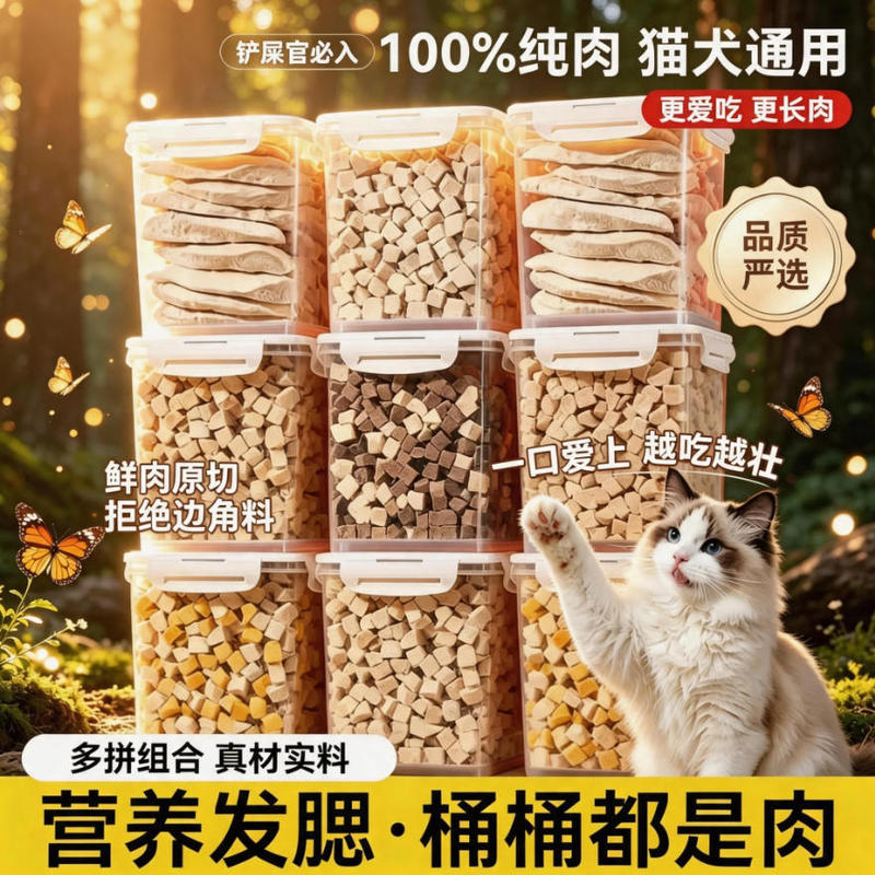 Freeze-Dried Cat Food, Chicken Breast Meat Chunks, Dog Food in a Can, High-Protein, No Additives, Complete Meal Snacks, Direct from the Manufacturer