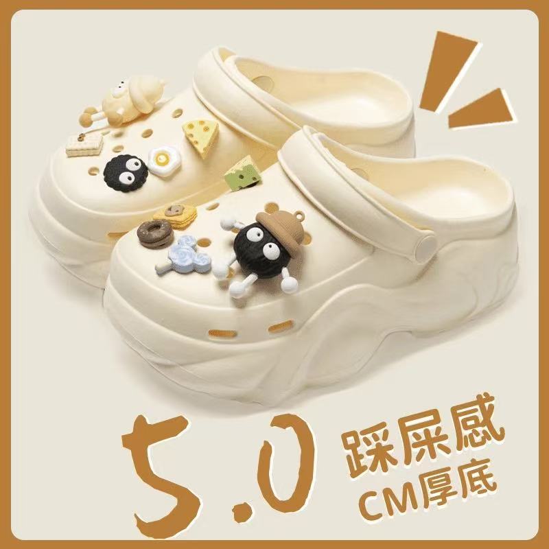 2025 thick-soled eva one-piece hole shoes diy increased new popular star with net red non-slip deodorant