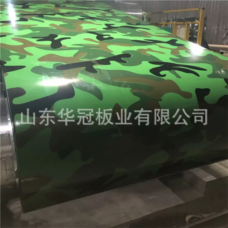 加工0.5三色迷彩彩钢板 0.18镀锌基板30g锌层 双色木纹印花彩钢卷