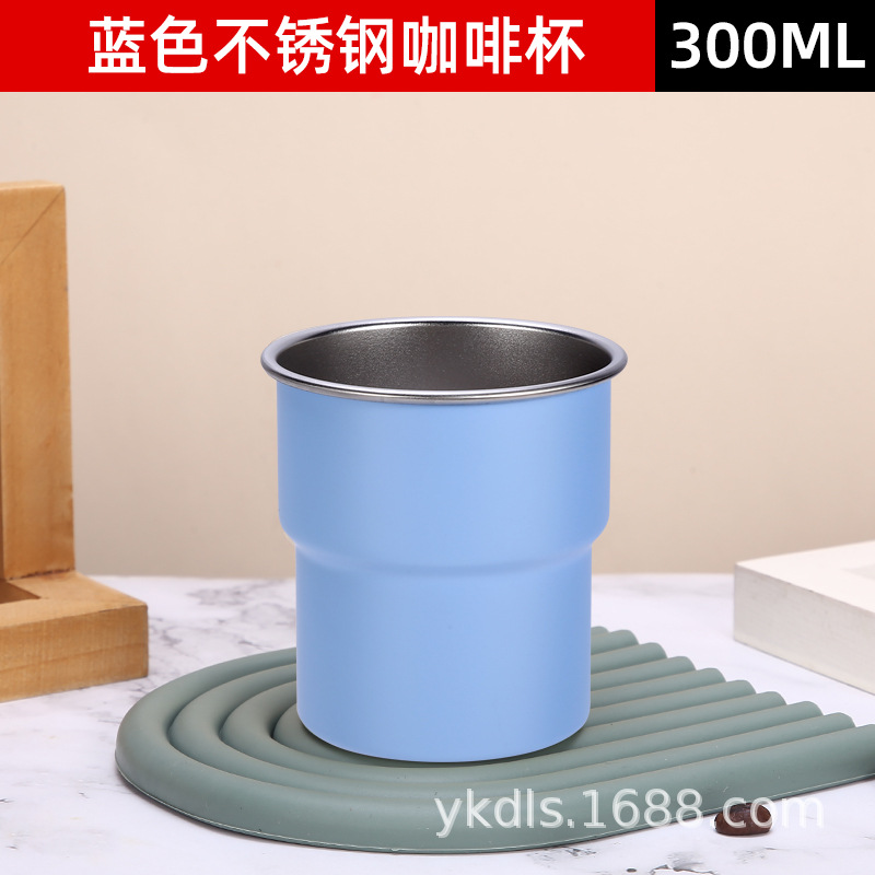 Taza de escalón de una sola capa para exteriores Taza de café de acero inoxidable 304 ins Vaso de cerveza de camping de borde rizado conveniente de alto valor