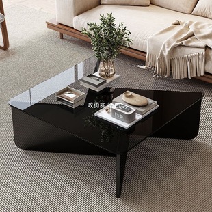 Coffee Table Living Room Household Small Apartment Tea Table Light Luxury Modern Simple Glass Coffee Table Round Table Minimalist Side Table