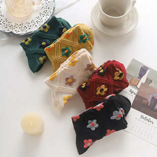 Autumn and winter socks children Hyun-a flower tube socks ins tide socks Joker small flower cotton socks sports women socks manufacturers wholesale