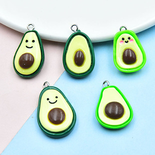 Color resin creative cartoon fruit avocado key chain pendant diy handmade food play jewelry accessories
