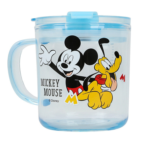 迪士尼儿童水杯Tritan牛奶杯子带刻度宝宝喝奶吸管杯直饮口杯带盖