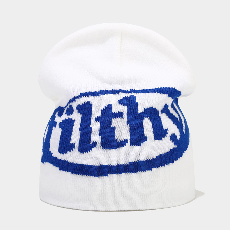 Neuer Jacquard-Strickpullover mit Buchstaben für Männer und Frauen, winddichte Ohrenschutzmütze für den Außenbereich im Herbst und Winter_voghion.com