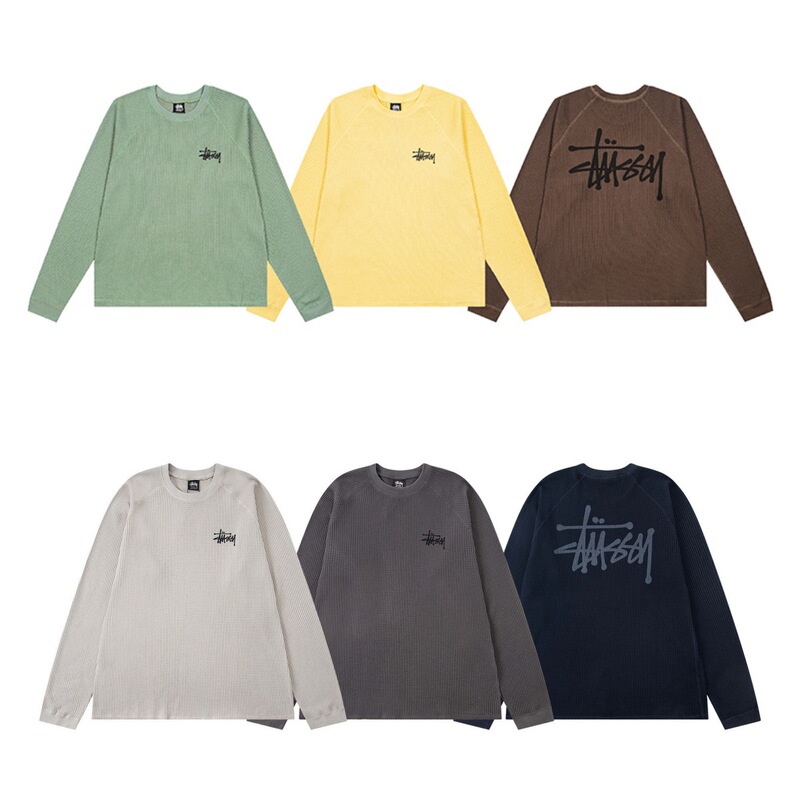 Stu American Style 2025 Autumn Series logo design washed raglan sleeve waffle retro long-sleeve T-shirt Stu American Style 2025 Autumn Series logo design washed raglan sleeve waffle retro long-sleeve T-shirt